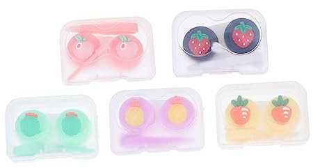 Beavorty 5pcs Small Contacts Lens Holder Lens Case Practical Portable Eye Care Box Assorted Designs