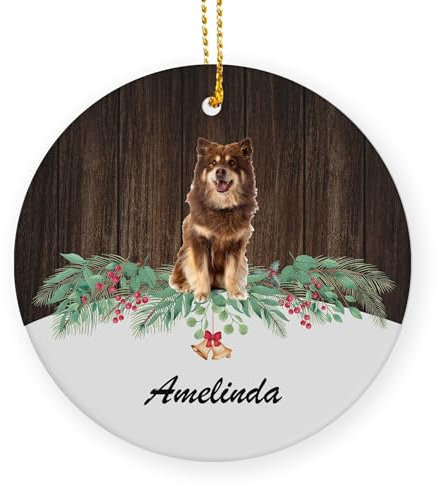 Keramik Weihnachten Deko Anhänger Finnischer Lapphund Weihnachtsbaum Deko Trendig Weihnachtsbaum-Anhänger Runde Weihnachtsdekoration Für Weihnachtsbaum Wände Wohnzimmer