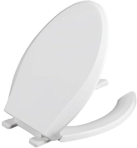 Brigtviee Wc Sitz Vorne Offen Mit Deckel,Toilettendeckel Mit Absenkautomatik, Weiß Toilettensitz Abnehmbar, Aus Pp-Kunststoff, FüR Vermietung Oder Gewerbliche Nutzung, Weiß,Elongated