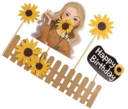 ifundom 25pcs Colorful Sunflower Cake Toppers for Cake Decoration Delicate Picks for Parties Birthdays and Celebrations for Desserts and Treats