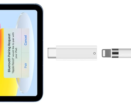 Adattatore USB C per Apple Pencil 1a Generación, Adattatore di Ricarica per iPad Penna Prima Generazione, Accoppiamento Bluetooth per iPad 10a Gen e iPad A16 2025, USB C a Lightning per Apple Pencil 1