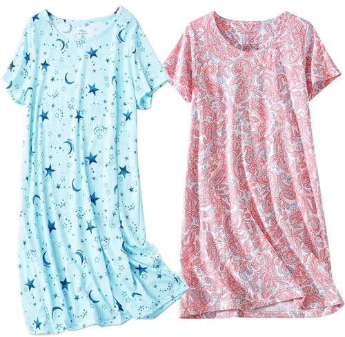 BERDITH Nighties for Women Nightdress Ladies Cotton Blend Nightie Soft Night Dress Womens T Shirt Nightdresses Summer Plus Size Nightwear Sleep & Lounge Mothers Day Mum Mummy