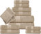 Towels 12 Piece Bale Towel Set - 2 Bath Towels, 2 Mitt Gloves, 4 Hand Towels and 4 Washcloths 100% Cotton Hotel Quality Super Soft and Highly Absorbent (Beige)