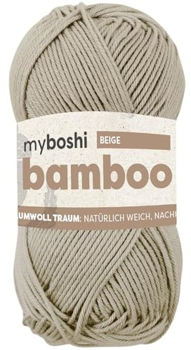 myboshi Bamboo, natürlich weiches Bambus-Baumwollgarn, zum Häkeln und Stricken, strapazierfähig, 50g, 125m, Beige (Beige), 1 Knäuel