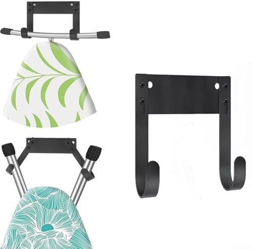 Solaughguy Wall Mounted Adjustable Ironing Board Bracket For T-Shaped And Y-Shaped Legs, Metal Hanger With 2 Hooks, Up To 35 Lbs Capacity