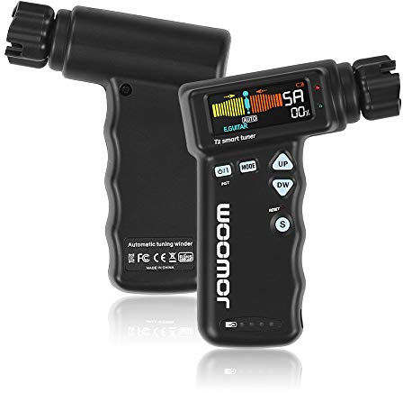 Tomvorks 2-in-1 Smart Guitar Tuner with String Winder for Ukulele Tuner, Auto Tuning Modes, for Acoustic/Classic/Electric Guitar, Chromatic Tuning