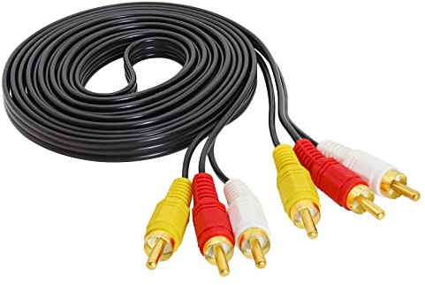 CubePlug Premium 3M RCA/Phono Male to RCA Audio Video AV TV Cable – High-Quality AV Cable for Enhanced Audio & Video Connection Experience [RL66]