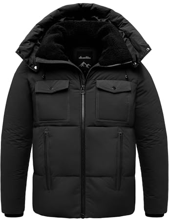 Amaci&Sons Herren Gefütterte Winter Jacke für Männer mit Kapuze 9130