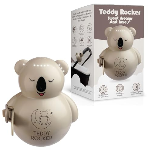 Teddy Rocker Dondolo Passeggino Automatico Portatile e Ricaricabile – Cullante per Neonato, Carrozzina, Passeggino e Culla – Sensore di Pianto, 5 Velocità, USB, Timer, Universale
