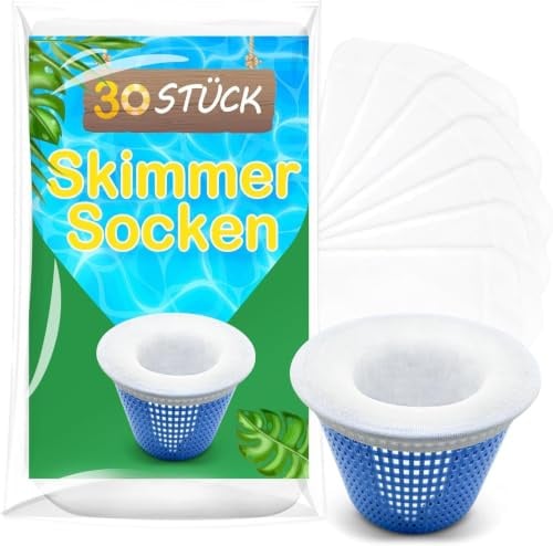 30 Pcs Chaussette Skimmer Piscine, Réutilisable Chaussette Filtre Piscine | Prefiltre Skimmer Nylon Élastique avec Maillage Ultra-Fin, Chaussettes d'écumeur de Piscine pour les Débris et la Saleté