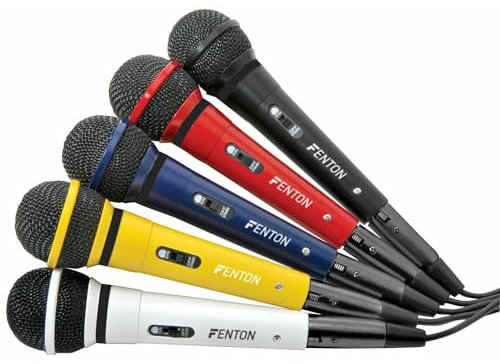 Skytec DM120 Set de 5 Microphones Dynamiques - Microphones Filaires, 5 Cordons de 3 Mètres, Jack 6,35mm Male, Interrupteur Marche/Arrêt, Fréquence du Microphone: 100-10000 Hz