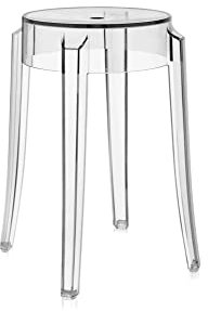 Kartell Charles Ghost, Hocker Small, H. 46 cm, Glasklar, 2er-Satz