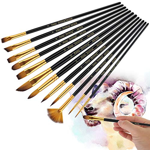 Silithus-Pinsel 13-teiliges Set, professionelles Pinsel-Set mit feiner Spitze, runde, Spitze Spitze, Nylon-Haar-Künstler-Acrylpinsel für Acryl-Aquarell-Ölgemälde (Schwarz 12)