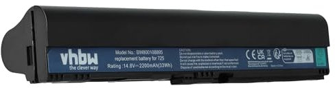 vhbw Batería Recargable Compatible con Acer Aspire One 725, 755, 756, AO725, AO756, AOV5, V5 Notebook (2200 mAh, 14,4 V, Li-Ion)