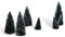 Loberon Dekobäume 8er Set Peyton, Verschiedene Größen, glitzerndes Schnee-Dekor, Weihnachtsdekoration, Weihnachten, Flachsfasern, Eisen, dunkelgrün