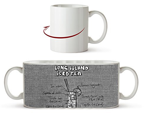 Rezept für einen Long Island Ice Tea als Motivetasse Panorama 300ml, aus Keramik weiß, wunderbar als Geschenkidee oder ihre Neue Lieblingstasse