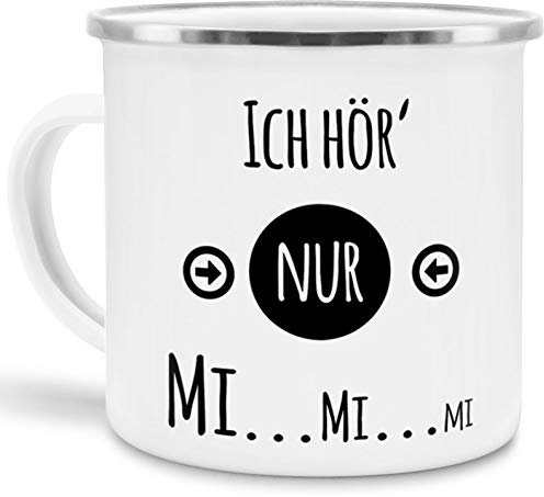 Tassendruck Emaille-Tasse mit Spruch Ich hör nur MiMiMi - Witzig/Edelstahl-Becher/Metall-Tasse/Lustig/Büro