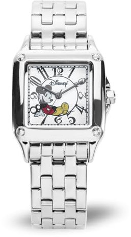 Disney Women's Mickey Mouse Analog-Quartz Watch with Stainless-Steel Strap, Silver, 18 (Model: 51107-3-A-1)