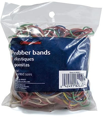 Officemate Assorted Size and Color Rubber Bands, 4 oz (82025), 0.05 x 5.75 x 1.75 inches, Assorted