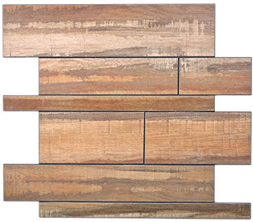 Selbstklebnde Mosaikmatte Verbund Alu Holzoptik Rusty für WAND KÜCHE Wandverblender Fliesenspiegel Verkleidung | 10 Matten