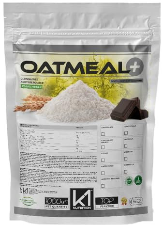 FARINA D' AVENA K1 Nutrition OATMEAL + 1000 gr (1kg) Avena Aromatizzata Istantanea Senza Zuccheri Aggiunti GLUTEN FREE - VEGAN - NON OGM - ALTO CONTENUTO DI PROTEINE E FIBRE (CIOCCOLATO BIANCO)