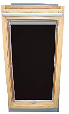 Rollo für VELUX Dachfenster THERMO Alu-Rückseite Dachfensterrollo für TYP GGL/GPL/GGU/GPU - FK08 - Farbe Schwarz - mit Haltekrallen