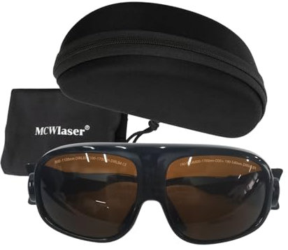 MCWlaser Laser Schutzbrille Brille OD5+,190-540nm & 800-1700nm Safety Glasses Goggles für Yag, Blue, Green Laser 355nm 405nm 445nm 450nm 473nm 520nm 532nm 808nm 980nm 1064nm Absorptionstyp EP-1 Typ 11