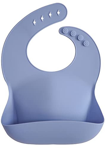 mushie Baby-Lätzchen aus Silikon, verstellbar, wasserdicht, Puderblau