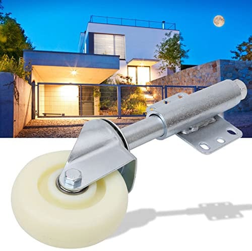 Gate Wheels for Wooden Gates, Flexible Spring Loaded 100mm/4 Nylon and Metal Spring Loaded Door Swivel Caster 360°Rotatable Heavy Duty 200k/440lbs Load Capacity for Courtyard Garden Gate