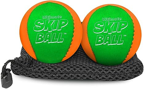 Activ Life Skip Wasserspringender Fußball-Freizeitball – 2-Zoll-Kinderball mit Sprungscheibe, 2er-Pack, Grün/Orange