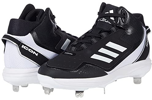 adidas Men's Icon 7 Mid Baseball Shoe, Black/White/Silver Metallic, 17