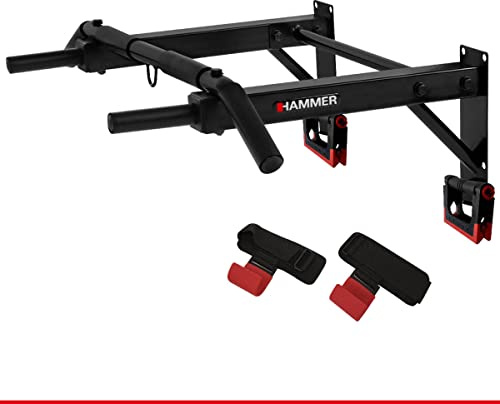 HAMMER Pull-UP 2.0, Power 3 in 1 Set, Klimmzugstange, Zughilfen, klappbare Liegestützgriffe, Gewichtsbelastung 150 kg, 65 x 94 x 27 cm