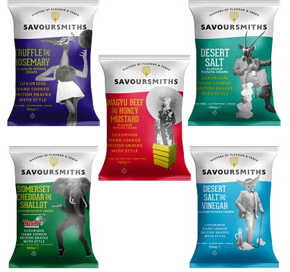 SAVOURSMITHS - Big 5 Flavours Fluten Free Luxury Crisps - 5 x 150g Bags