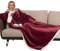 Winthome Double Warmer Wearable Blanket with Sleeves, Super Soft Sherpa Blanket for Adult Women Men (Wine Red)