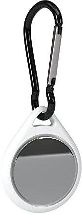 EAZY CASE - Schlüsselanhänger für AirTag Anhänger Hülle Weiß Silikon AirTags Schutzhülle Air Tracker Schlüsselanhänger mit Karabiner Schwarz geeignet auch als Air Tag Anhänger für Kinder, Katze, Hund
