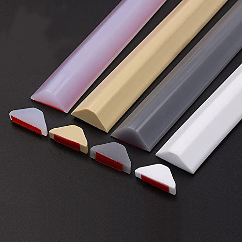 HSGAV Soglia Doccia Pieghevole a Striscia di Silicone, barriera Doccia Adesiva, Striscia per separazione a Secco Umido, Autoadesivo Strisce impermeabilie,Beige,600cm/236in