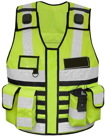 By Johanna Sicherheitsweste Kennzeichnungsweste Schutzweste Werkschutz Securityweste Einsatzweste Reflektierend +Leiste 304 Gelb+ 2 Patch Sicherheit
