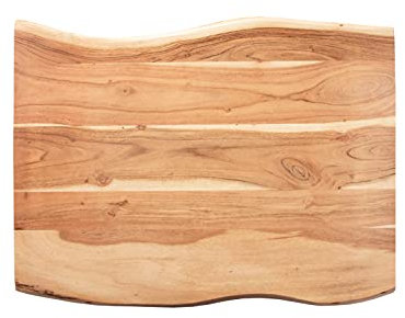 SAM Tischplatte 80x60 cm Emilia, Holzplatte Akazienholz massiv + naturfarben + lackiert, Baumkanten-Platte für Heimwerker, Arbeitsplatten, Tische & Fensterbretter
