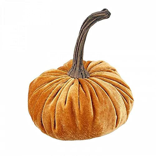 Halloween Kürbis Deko - Samt Kürbis Dekor Handgemachte, Samt Kürbisse Deko Halloween Erntedankfest Party Sortierte Mini Samt-Kürbisse Tischdekoration Herbst Halloween Dekoration (Gold, 11*11cm)