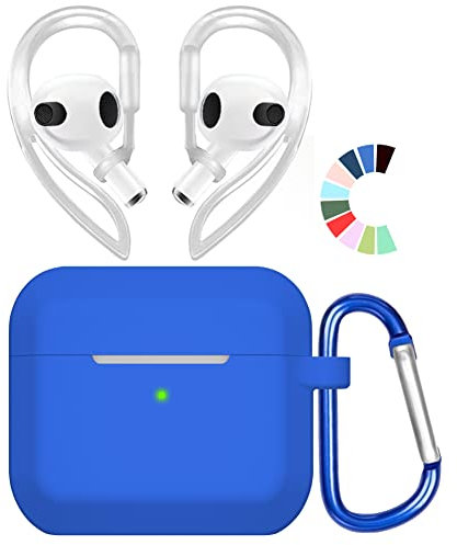 YINVA Schutzhülle für AirPods 3, kompatibel mit Ohrhaken, Zubehör der dritten Generation, Silikon, entworfen für AirPods der 3. Generation 2021 (Blau)