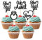 Gyufise 24 Stück schwarze Glitzer-Cupcake-Topper, Glitzer-Herz-Ring, Cupcake-Picks, Dekorationen für Hochzeit, Verlobung, Brautparty, Partyzubehör