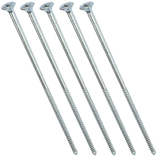 AERZETIX - C44855 - Lot de 5 - Vis à bois - Ø6x180mm - en acier zingué métal - tête fraisée - à empreinte cruciforme pozidriv - couleur argent