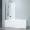 EMKE Duschwand für Badewanne 120x140 cm Duschabtrennung Faltbare Duschwand 2-teilig Faltbar 6 mm NANO-GLAS badewannenfaltwand
