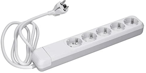 Voxura 5-Fach Steckdosenleiste Mehrfachsteckdose Schuko weiß mit Kabel 1,5m Zuleitung Überspannungsschutz Wandmontage