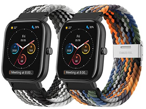 Compatible with Amazfit GTS Strap, 20mm Adjustable Nylon Watch Band Sport Strap for Amazfit GTS 2 Mini, Amazfit GTS 2, GTS 3, GTS 4, Amazfit Bip, Amazfit Bip U, Amazfit Bip U Pro, Amazfit GTR 42mm
