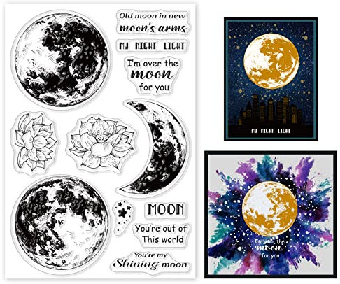 GLOBLELAND Planet Sterne Transparente Silikonstempel Hintergrund Klare Stamps Blumen Pflanzen Silikonstempel Für Kartengestaltung DIY Prägung Journaling