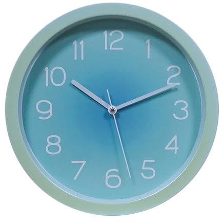 Topkey Stille Wanduhr Küche 25,4 cm Retro Nicht tickende Dekorative Schlafzimmer Büro Wanduhr - Blau