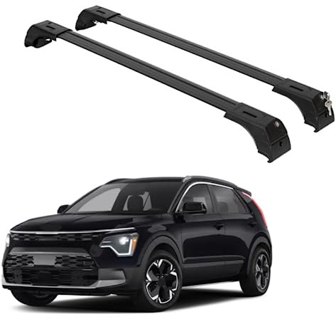 ERKUL Dachträger-Querstangen für Kia NIRO 2023–2024, Aluminium-Querstangen mit Diebstahlsicherung für Dach, kompatibel mit bündigen Schienen, Schwarz