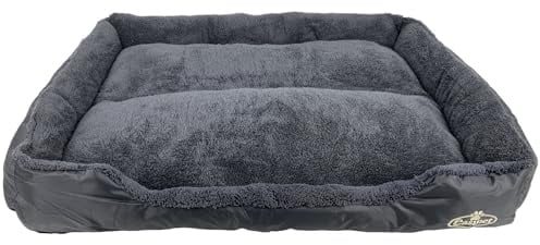Easipet Dog Bed Cat Beds Washable Soft Faux Fur Fleece Cushion Pet Puppy Basket (XXL, Black)