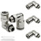 Bwintech 5 Stück 8mm Schlauch AD x 1/4 BSP-Außengewinde mit O-Ring-Winkelstück Vernickeltes Messing Push-to-Connect Pneumatische Push-Lock-Verschraubung